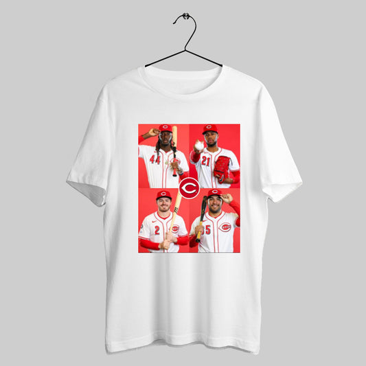 Trendy Official Poster Cincinnati Reds Mlb Photo Day Elly De La Cruz Hunter Greene Gavin Lux And Jose Trevino T Shirts
