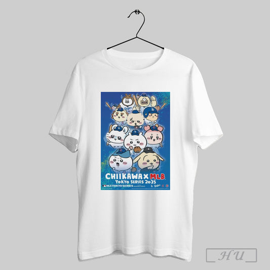 Trendy Official Poster The Popular Japanese Character Chiikawa X Mlb Tokyo Series 2025 T Shirt