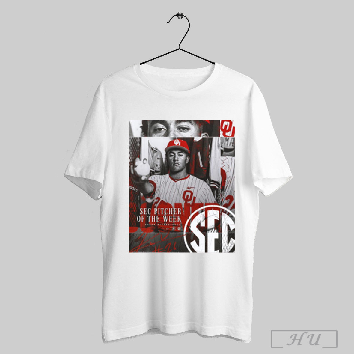 Trendy Oklahoma Sooners Baseball 26 Kyson Witherspoon Sec Pitcher Of The Week 2025 Signature Poster T Shirt Sweatshirt