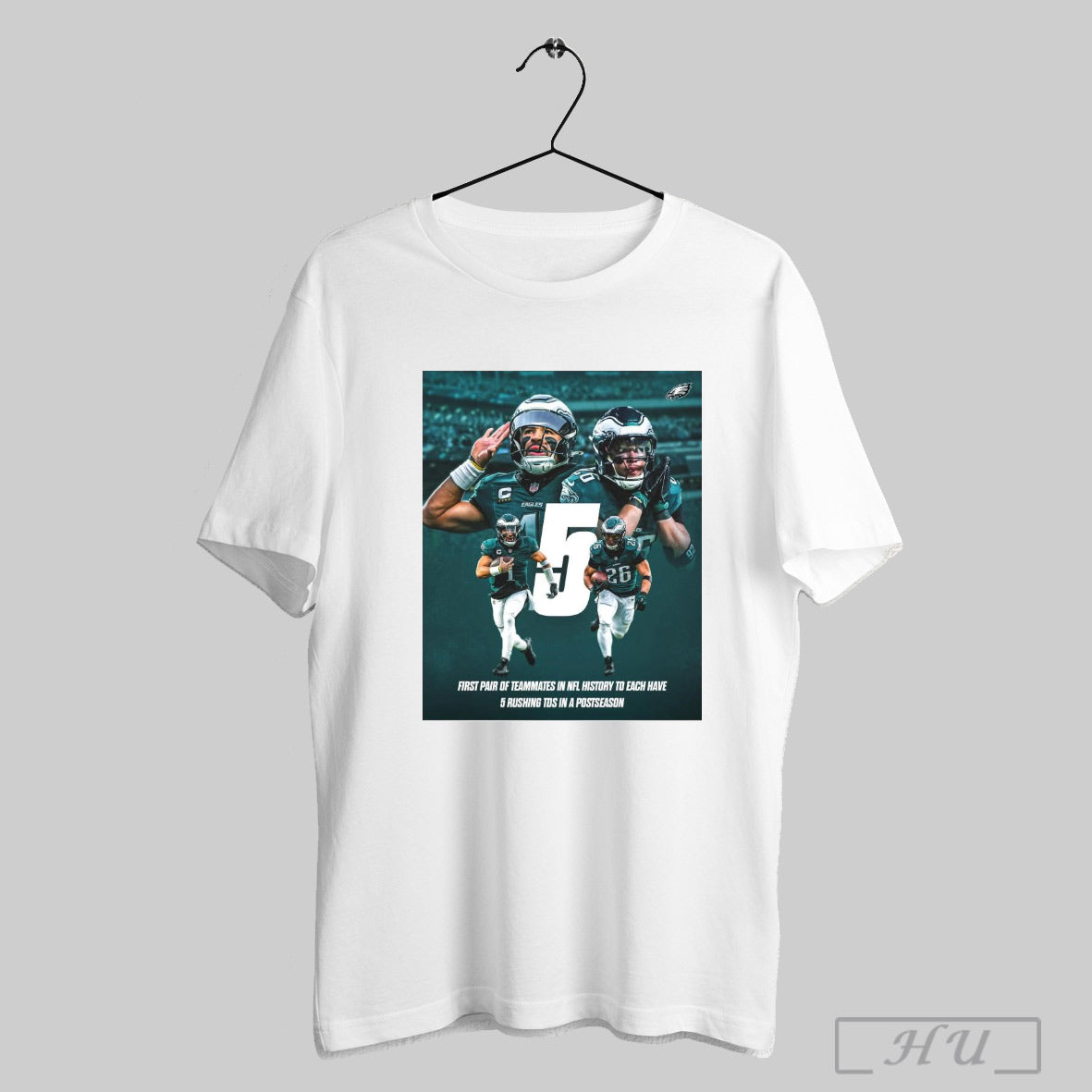 Trendy Philadelphia Eagles Jalen And Saquon First Pair Of Teammates In Nfl History To Each Have 5 Rushing Tds In A Postseason Poster T Shirt Sweatshirt