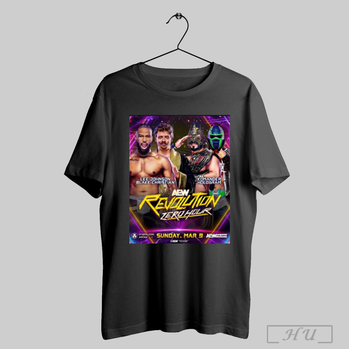 Trendy Poster Aew Revolution Zero Hour Lee Johnson Blake Christian Vs Komander Hologram March 9 2025 T Shirt Sweatshirt