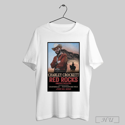 Trendy Poster Charley Crockett At Red Rocks Amphitheatre In Morrison Co June 25 2025 Concert T Shirt Sweatshirt