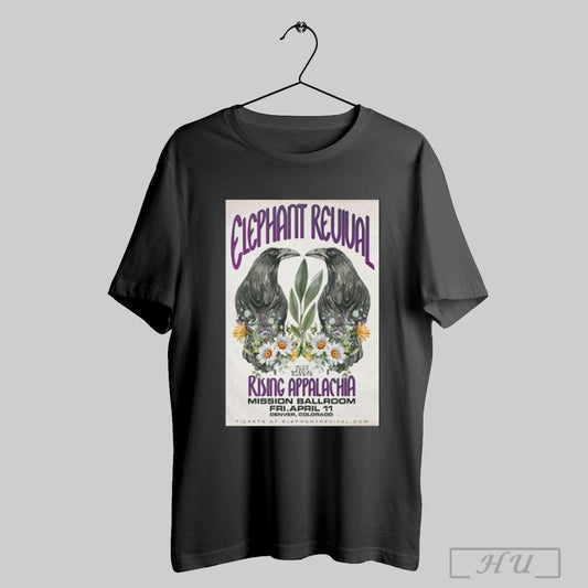 Trendy Poster Elephant Revival Rising Appalachia In Denver Colorado Friday April 11 2025 Event T Shirt Sweatshirt