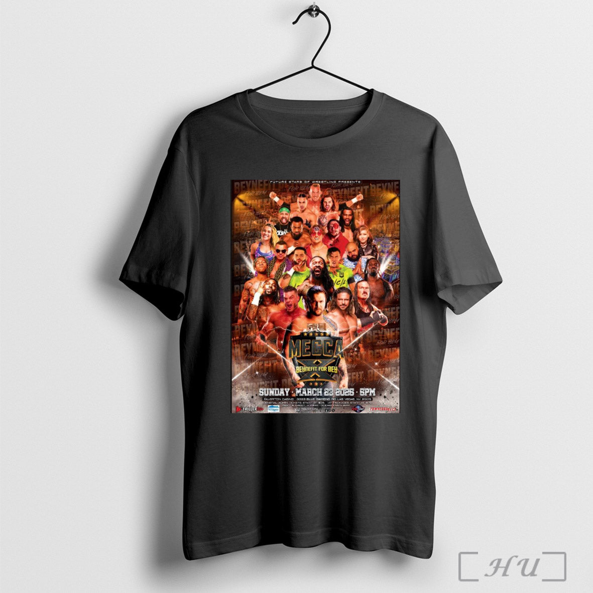 Trendy Poster Future Stars Of Wrestling Presents Mecca Benefit For Bey Mar 23 2025 Silverton Casino T Shirt