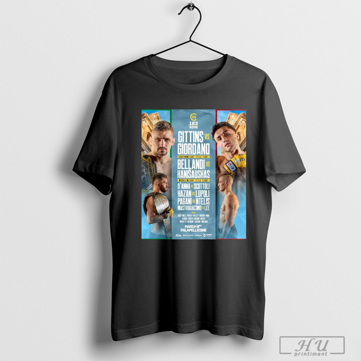 Trendy Poster Gittins Vs Giordano Bantamweight Title Fight Bellandi Vs Kanisauskas Middleweight Title Fight Cage Warriors T Shirts Sweatshirt