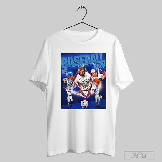 Trendy Poster Mlb Spring Training Baseball Is Back T Mobile 2025 La Dodgers Ny Mets Kc Royals T Shirt Sweatshirt