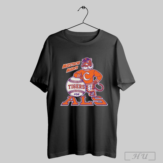 Trendy Poster Mustache March Clemson Tigers Baseball For Als Awareness 2025 T Shirt Sweatshirt