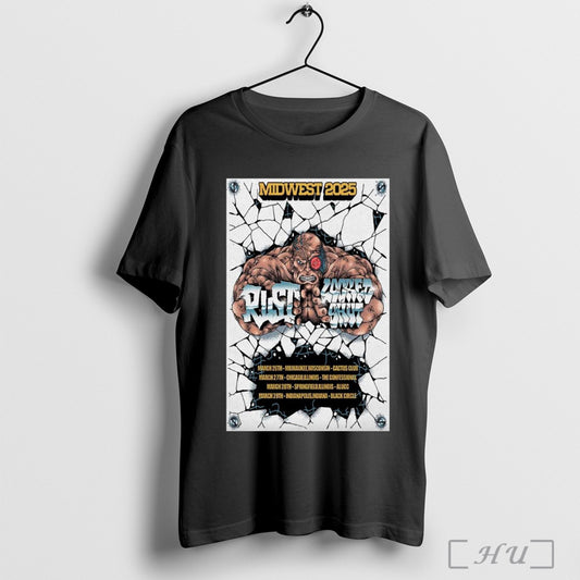 Trendy Poster Rust And Locked Shut Midwest 2025 Shows 3 26thmilwaukee Wisconsin Cactus Club 3 37 Chicago T Shirt
