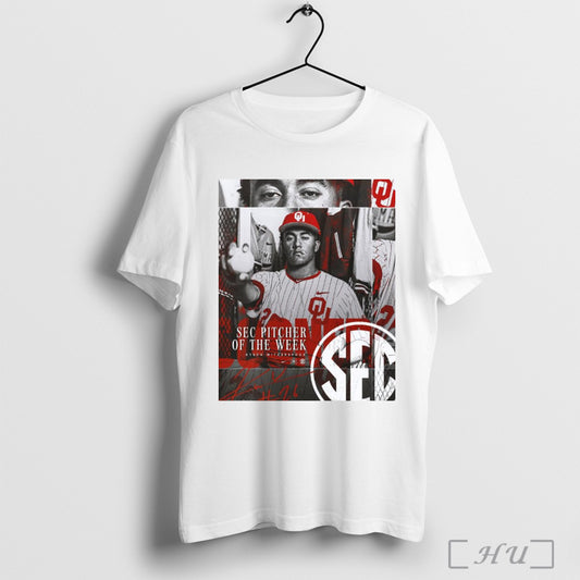 Trendy Poster Sec Pitcher Of The Week Kyson Witherspoon Oklahoma Sooners Mens Baseball Signature T Shirt