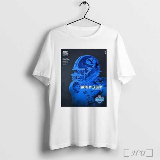 Trendy Poster Tyler Batty Byu 2025 Nfl Scouting Combine Thursday Defensive Linemen On Filed Workout Measurements T Shirt