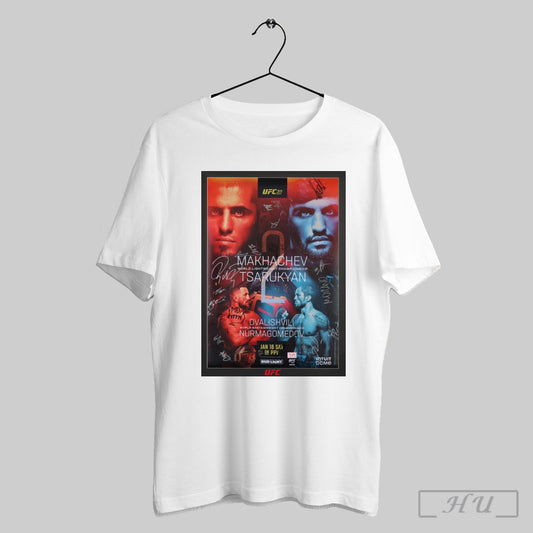 Trendy Poster Ufc 311 Makhachev Vs Moicano Dvalishvili Vs Nurmagomedov Autographed Event Signatures T Shirt