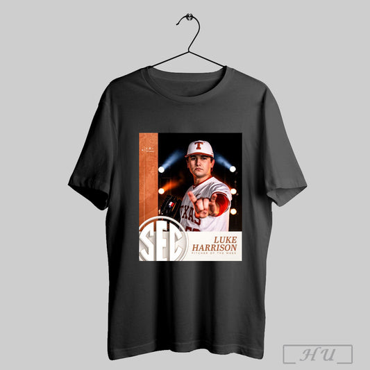 Trendy Texas Longhorns Baseball Luke Harrison Pitcher Of The Week Sec 2025 Poster T Shirts