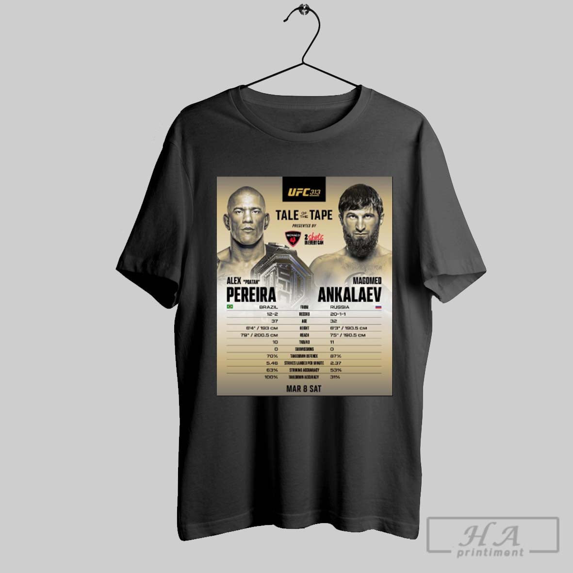 Ufc 313 Headliners Measure Up Tale Of The Tape Alex Poatan Pereira Magomed Ankalaev March 8 Sat 2025 Poster T Shirt