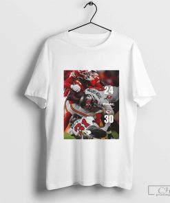 Week 9 Tampa Bay Buccaneers 24-30 Kansas City Chiefs NFL Final Score Poster t-shirt
