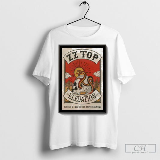 Zz Top The Elevation Tour August 4 2025 Red Rocks Morrison Co Event Poster Tee Shirt Sweatshirt