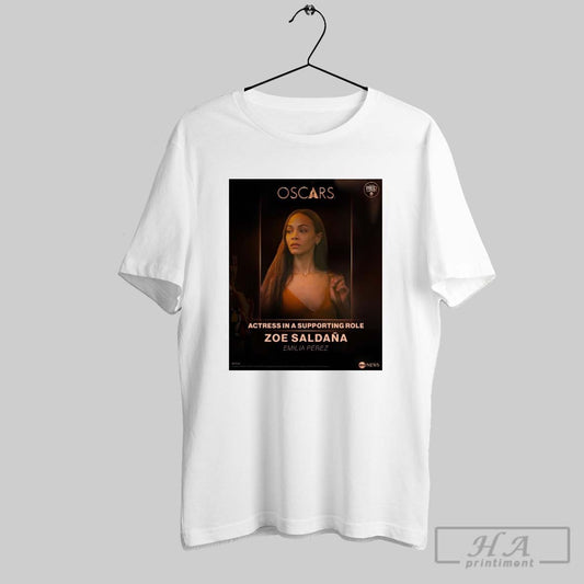 Zoe Saldana Wins The Oscar 97th Academy Award For Actress In A Supporting Role In Emilia Perez Poster T Shirt