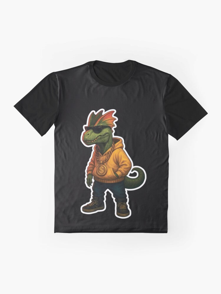 Sticker D-Lo Fresh – Dilophosaurus in Hoodie & Shades | Urban Hip-Hop Dinosaur Street Style Graphic T-Shirt