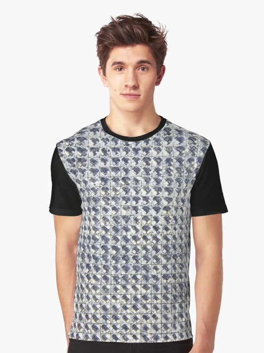 1980s Glove Inspired Sparkly Sequined Design Graphic T-Shirt