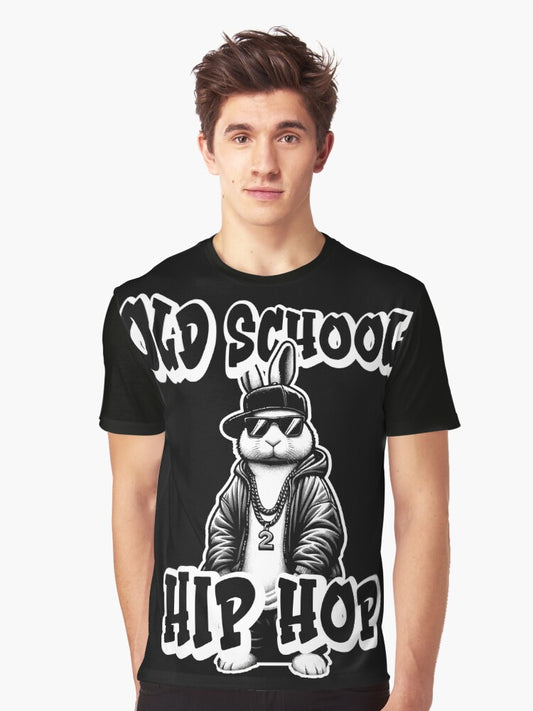 "Retro Rabbit Beats" Old-School Hip Hop Graphic T-Shirt