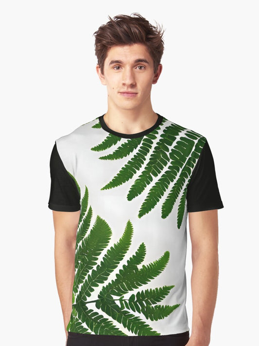 Fern Leaves on White Graphic T-Shirt
