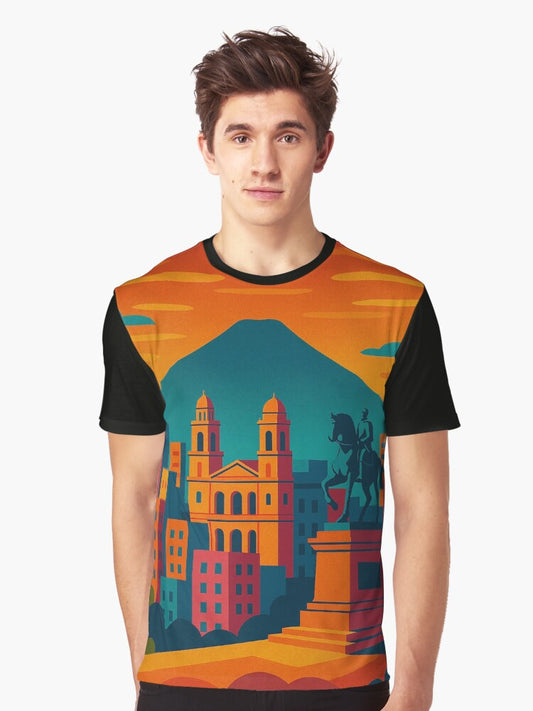 Digital Retro Pop Art Travel Poster of Managua | Vibrant Nicaraguan Cityscape Design | Colorful Capital City Landmark Illustration | Vintage Travel Aesthetic | Bold Managua Art Print Graphic T-Shirt