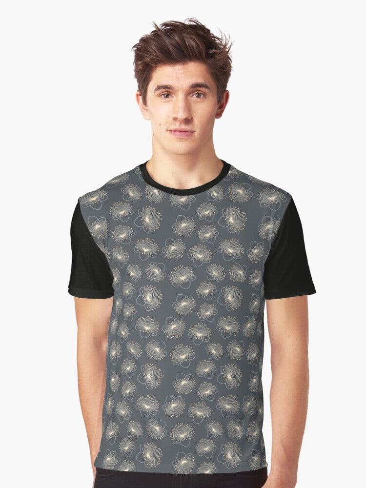 February 9th Birth Flower Myrtle Pattern Graphic T-Shirt