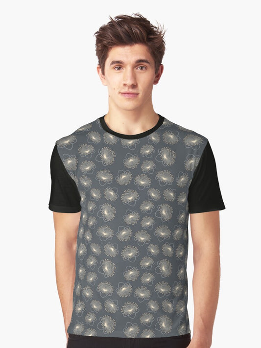 February 9th Birth Flower Myrtle Pattern Graphic T-Shirt