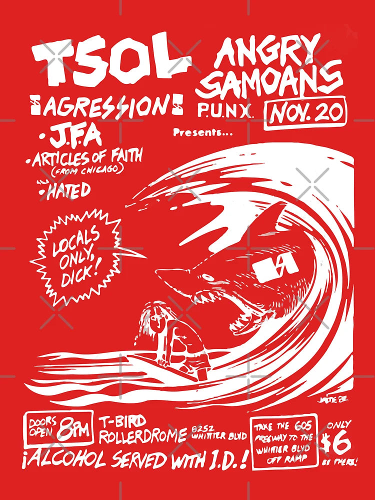Old 1982 L.A. punk show poster – TSOL & Angry Samoans Classic T-Shirt