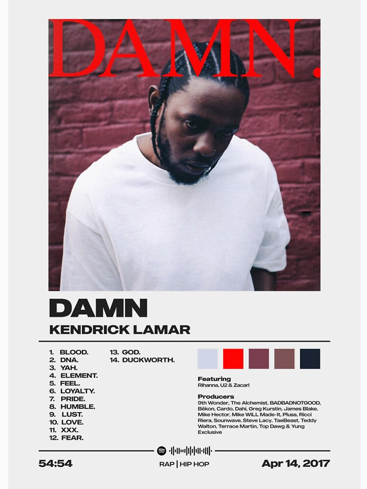Damn by Kendrick Lamar Album Poster Premium T-Shirt