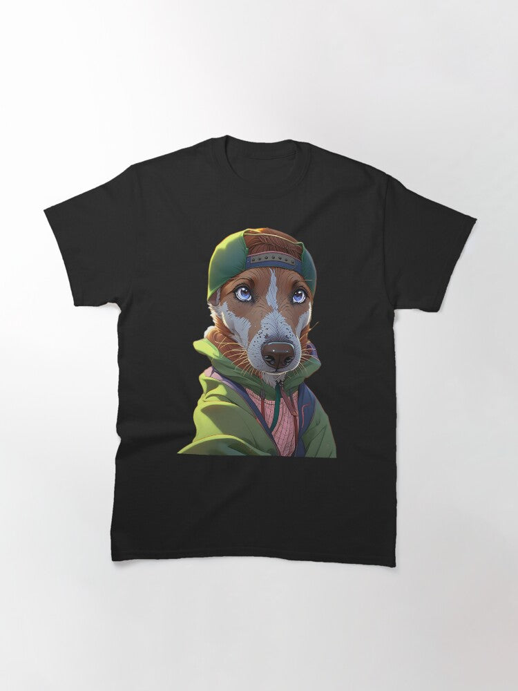 Urban Pup Vibes – Cool Dog in Streetwear Hoodie & Cap Classic T-Shirt