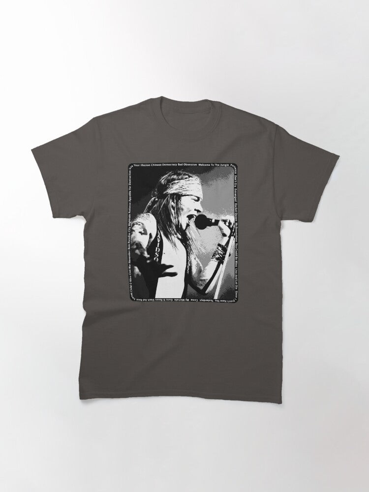 Legendary Rock Band From 80s And 90s Eternal Legendary Vocalist FrontMan Living Legend Icon Absolute Rock GOD V1 Albums And Songs Black Ink Poster Classic T-Shirt