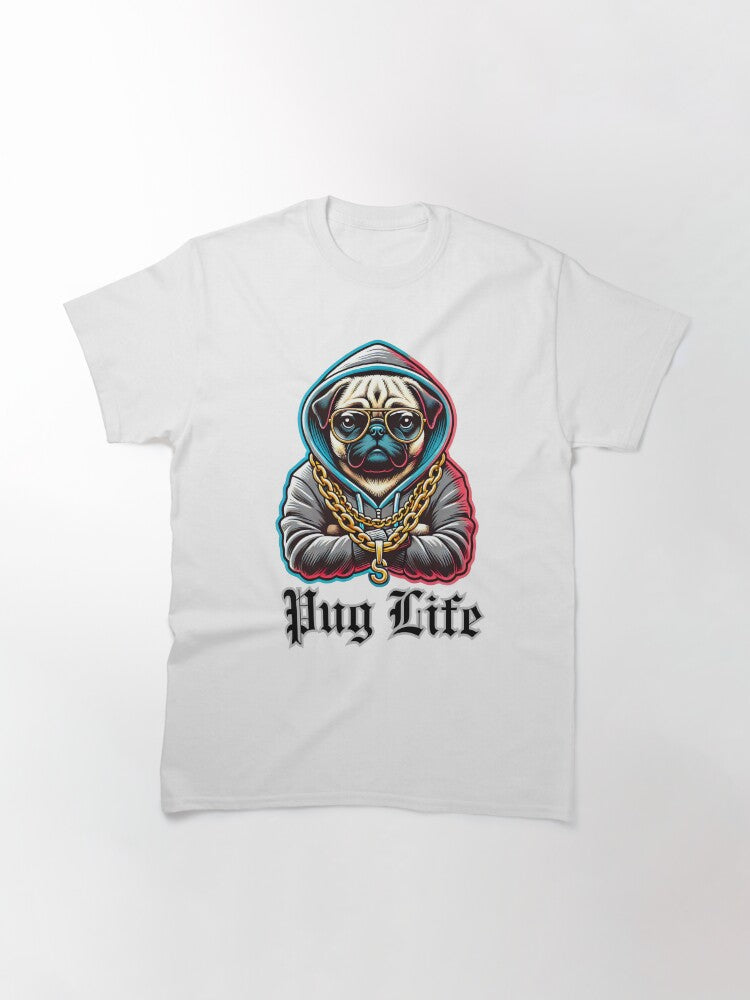 Pug Life - Gangsta Pug with Hoodie & Gold Chain Classic T-Shirt