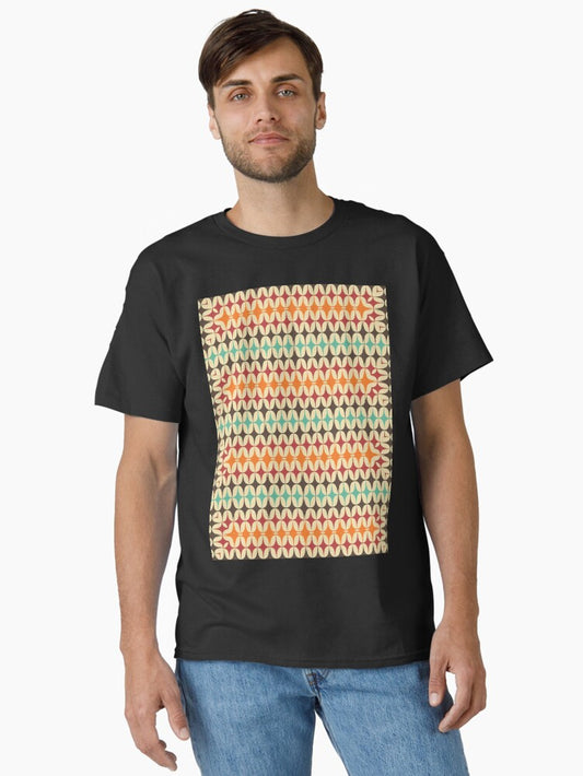 1970's Retro Groovy Shapes 5 - Abstract Geometric Seamless Pattern Classic T-Shirt