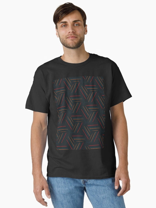1980's Sci Fi Octagon Lines - Abstract Geometric Seamless Pattern Classic T-Shirt