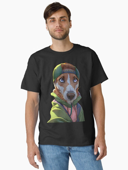 Urban Pup Vibes – Cool Dog in Streetwear Hoodie & Cap Classic T-Shirt