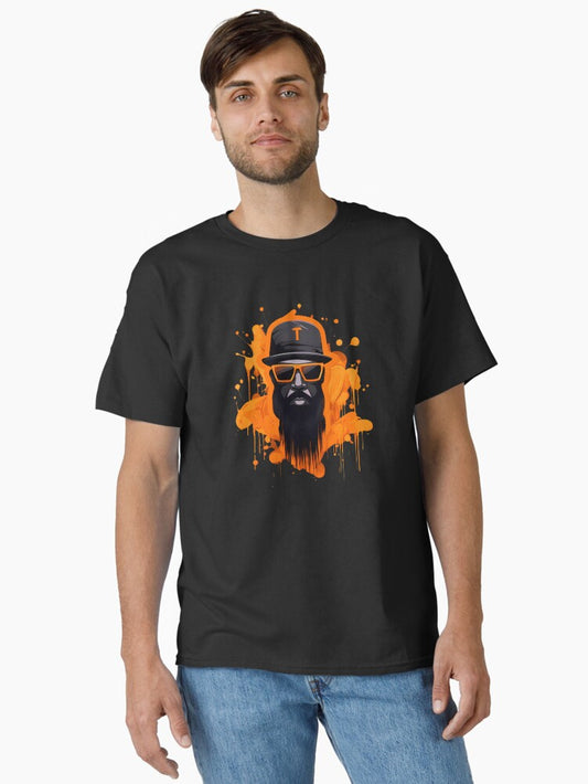 "Abstract Urban Vibe: Black & Orange Hip-Hop" Classic T-Shirt