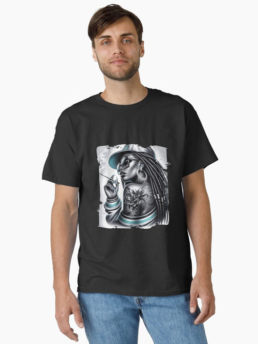 Female Rapper with Cigarette and Cap Classic T-Shirt