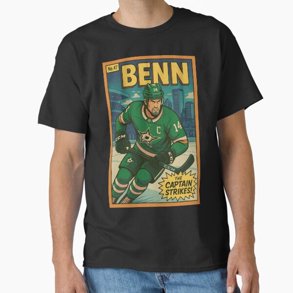 Jamie Benn Comic Book Poster – Dallas Stars Captain Retro Hockey Art Print, “The Captain Strikes” Cover Classic T-Shirt