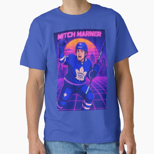 Mitch Marner Vaporwave Poster – Toronto Maple Leafs Anime-Style Art Print, Neon Celebration Hockey Decor Classic T-Shirt