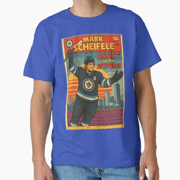 Mark Scheifele Comic Book Poster – Winnipeg Jets Retro NHL Art Print, “Assist with Attitude!” Cover Design Classic T-Shirt
