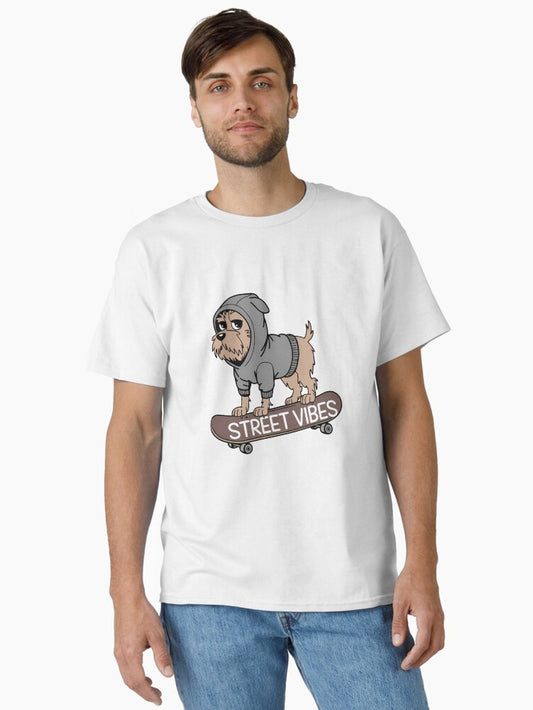 Skateboarding Dog in Hoodie Street Vibes Classic T-Shirt