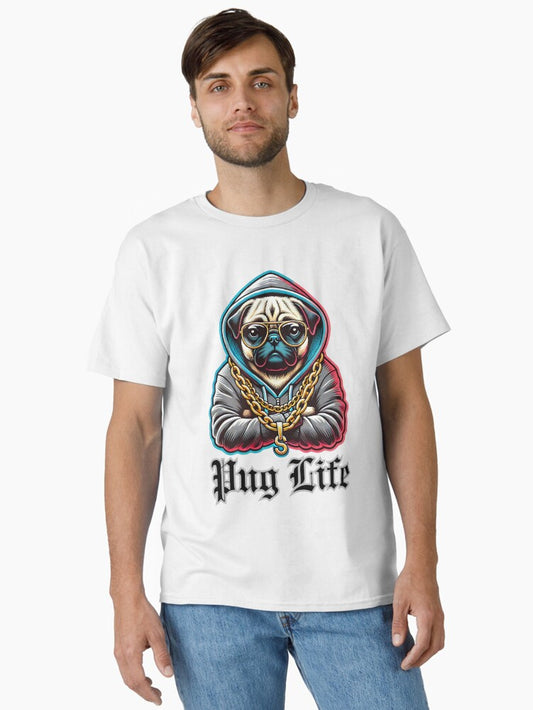 Pug Life - Gangsta Pug with Hoodie & Gold Chain Classic T-Shirt
