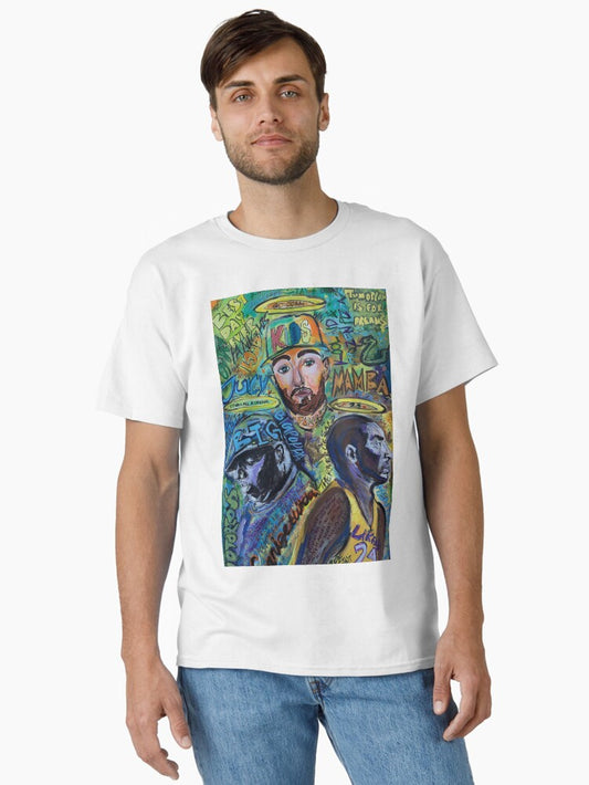 3 legends,mill,big,kob,basketball,music,rap,rappers,graffiti,sketch,colourful,halo,rip,poster,art Classic T-Shirt