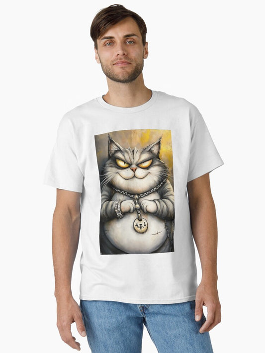 Trendy Cat Wearing Hoodie and Gold Chain Classic T-Shirt Style001