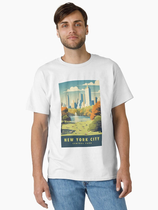 New York USA Central Park Vintage Travel Poster Retro NY Classic T-Shirt
