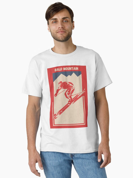 Bald Mountain in Clearwater Mountains, Idaho, USA, North America - Vintage Red Ski Poster for Mountain Alpine Skier Classic T-Shirt