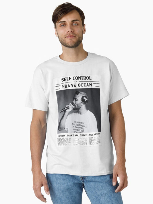 Frank Ocean Retro Newspaper Print, Self Control Lyrics Print, Self Control Poster, Frank Ocean Poster, Blonde Poster, Game Room Decor Classic T-Shirt