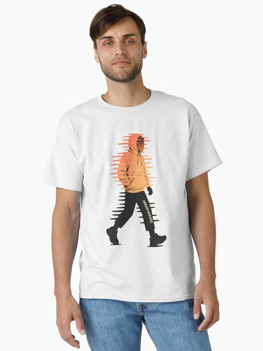 Urban Streetwear Aesthetic – Gradient Hoodie Walking Silhouette Sticker Classic T-Shirt
