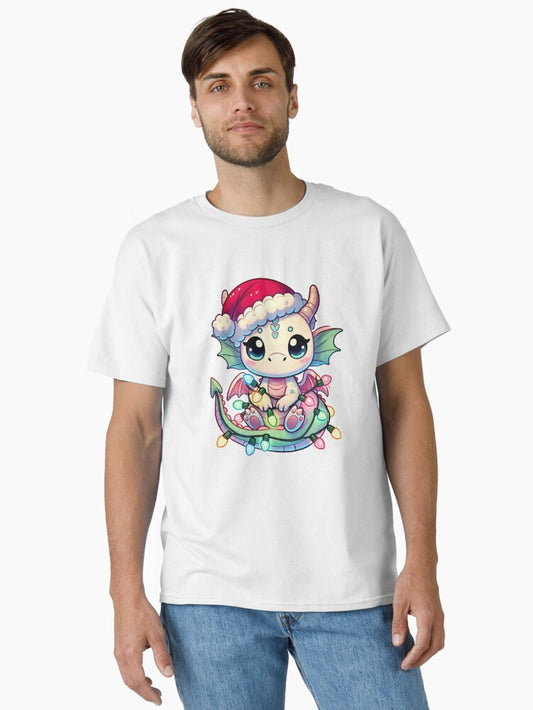 Festive Christmas Dragon with Santa Hat Classic T-Shirt