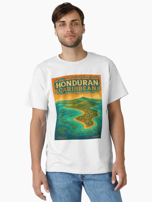 Honduran Caribbean – Tropical Island Retro Travel Poster Classic T-Shirt